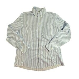 Brooks Brothers Milano Fit Blue White Striped‎ Supima Cotton Mens Shirt 16.5 35